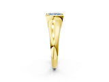 Yellow gold Fancy Blue Princess Cut Solitaire Tension Set Diamond Ring with Split Shank Band_2