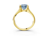 Yellow gold Fancy Blue Princess Cut Solitaire Tension Set Diamond Ring with Split Shank Band_3