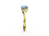 Yellow gold Fancy Blue Princess  Cut Solitaire Twist Band Ring with Four-Prong Setting_22