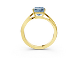 Yellow gold Fancy Blue Princess  Cut Solitaire Twist Band Ring with Four-Prong Setting_23
