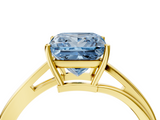 Yellow gold Fancy Blue Princess  Cut Solitaire Twist Band Ring with Four-Prong Setting_24