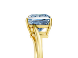 Yellow gold Fancy Blue Princess  Cut Solitaire Twist Band Ring with Four-Prong Setting_25