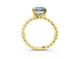 Yellow gold Fancy Blue Princess  Cut Solitaire Twisted Band with Four-Prong Setting_91