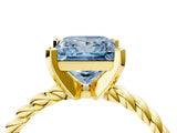 Yellow gold Fancy Blue Princess  Cut Solitaire Twisted Band with Four-Prong Setting_92