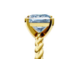 Yellow gold Fancy Blue Princess  Cut Solitaire Twisted Band with Four-Prong Setting_93