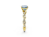 Yellow gold Fancy Blue Princess Cut Solitaire Twisted Pave Band with Four-Prong Setting_5