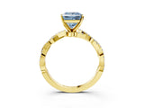 Yellow gold Fancy Blue Princess Cut Solitaire Twisted Pave Band with Four-Prong Setting_6