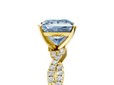 Yellow gold Fancy Blue Princess Cut Solitaire Twisted Pave Band with Four-Prong Setting_8