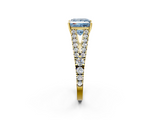 Yellow gold Fancy Blue Princess  Cut Split Shank Pave Diamond Engagement Ring with Four-Prong Setting_26