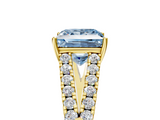 Yellow gold Fancy Blue Princess  Cut Split Shank Pave Diamond Engagement Ring with Four-Prong Setting_29
