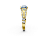 Yellow gold Fancy Blue Princess  Cut Split Shank Pave Diamond Ring with Four-Prong Setting_45