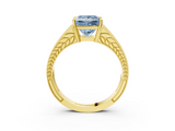 Yellow gold Fancy Blue Princess  Cut Split Shank Pave Diamond Ring with Four-Prong Setting_46