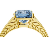 Yellow gold Fancy Blue Princess  Cut Split Shank Pave Diamond Ring with Four-Prong Setting_47