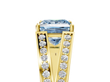 Yellow gold Fancy Blue Princess  Cut Split Shank Pave Diamond Ring with Four-Prong Setting_48