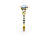 Yellow gold Fancy Blue Princess  Cut Three-Stone Diamond Pavé Band with Prong Setting_18