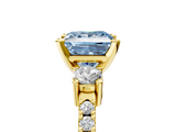 Yellow gold Fancy Blue Princess  Cut Three-Stone Diamond Pavé Band with Prong Setting_21