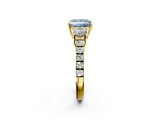 Yellow gold Fancy Blue Princess  Cut Three-Stone Diamond Pave Band with Prong Setting_38