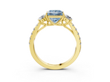 Yellow gold Fancy Blue Princess  Cut Three-Stone Diamond Pave Band with Prong Setting_39