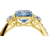 Yellow gold Fancy Blue Princess  Cut Three-Stone Diamond Pave Band with Prong Setting_40
