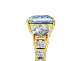 Yellow gold Fancy Blue Princess  Cut Three-Stone Diamond Pave Band with Prong Setting_41