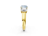 Yellow gold Fancy Blue Princess Cut Three-Stone Diamond Ring with Prong Setting on a Classic Band_14
