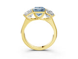 Yellow gold Fancy Blue Princess Cut Three-Stone Diamond Ring with Prong Setting on a Classic Band_15