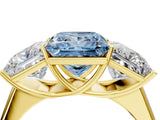 Yellow gold Fancy Blue Princess Cut Three-Stone Diamond Ring with Prong Setting on a Classic Band_16