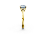 Yellow gold Fancy Blue Princess  Cut Three-Stone Solitaire Ring with Round Accent Diamonds and Four-Prong Setting_24