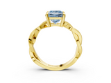 Yellow gold Fancy Blue Princess  Cut Twisted Pavé Band Solitaire Ring with Four-Prong Setting_58