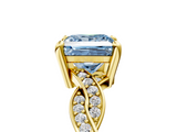 Yellow gold Fancy Blue Princess  Cut Twisted Pavé Band Solitaire Ring with Four-Prong Setting_60