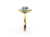 Yellow gold Fancy Blue Princess  Diamond Cluster Halo Ring with Solitaire Band and Four-Prong Setting_22