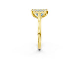 Yellow gold Fancy Blue Princess  Diamond Cluster Halo Solitaire with Four-Prong Setting_96