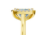 Yellow gold Fancy Blue Princess  Diamond Cluster Halo Solitaire with Four-Prong Setting_99