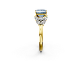 Yellow gold Fancy Blue Princess  Diamond Cluster Leaf Design Ring with Prong Setting_73