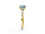 Yellow gold Fancy Blue Princess  Diamond Cluster Prong-Set Solitaire Ring_25