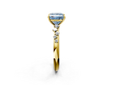 Yellow gold Fancy Blue Princess  Diamond Cluster Prong-Set Solitaire Ring_26