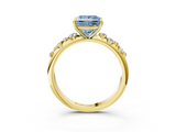 Yellow gold Fancy Blue Princess  Diamond Cluster Prong-Set Solitaire Ring_27
