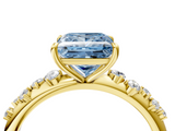 Yellow gold Fancy Blue Princess  Diamond Cluster Prong-Set Solitaire Ring_28