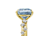 Yellow gold Fancy Blue Princess  Diamond Cluster Prong-Set Solitaire Ring_29