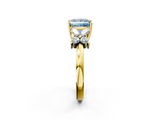 Yellow gold Fancy Blue Princess  Diamond Floral Cluster Ring with Solitaire Band and Prong Setting_50
