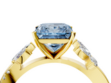 Yellow gold Fancy Blue Princess  Diamond Floral Vine Solitaire Engagement Ring_7