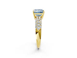 Yellow gold Fancy Blue Princess  Diamond Pavé Band Solitaire Ring with Four-Prong Setting_51