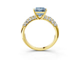 Yellow gold Fancy Blue Princess  Diamond Pavé Band Solitaire Ring with Four-Prong Setting_52