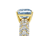 Yellow gold Fancy Blue Princess  Diamond Pavé Band Solitaire Ring with Four-Prong Setting_54