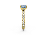 Yellow gold Fancy Blue Princess  Diamond Pavé Band Solitaire with Four-Prong Setting_203
