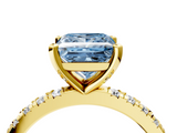 Yellow gold Fancy Blue Princess  Diamond Pavé Band Solitaire with Four-Prong Setting_205