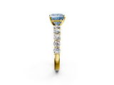 Yellow gold Fancy Blue Princess  Diamond Pavé Band Solitaire with Four-Prong Setting_5