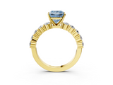 Yellow gold Fancy Blue Princess  Diamond Pavé Band Solitaire with Four-Prong Setting_6