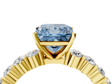 Yellow gold Fancy Blue Princess  Diamond Pavé Band Solitaire with Four-Prong Setting_7