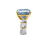 Yellow gold Fancy Blue Princess  Diamond Pavé Band Solitaire with Four-Prong Setting_8